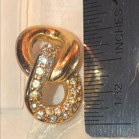 Gold Large Cuban Curb Link Chain Necklace Drop Earrings Rhinestone 15-18” Boho - Picture 9 of 14